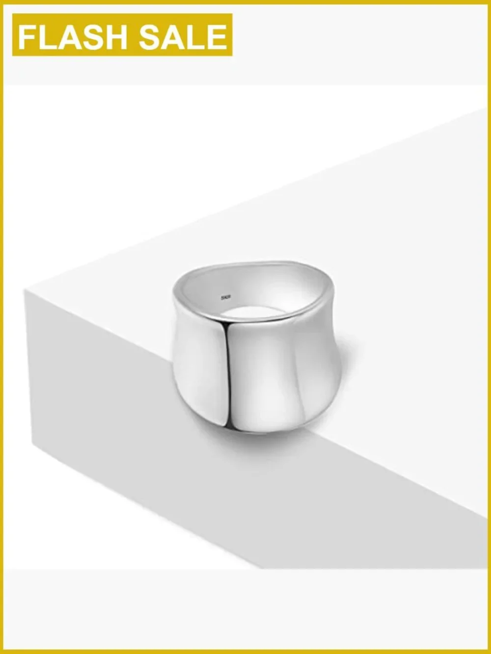Classic Silver Plain Wide Band Ring - S925 Sterling Silver Chunky Ring for